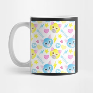 Watercolor cat pattern, funny luchadores Mug